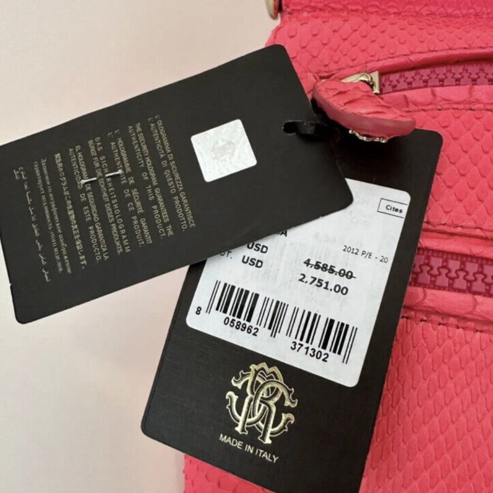 Roberto Cavalli Pink Snake Python Xlarge Grande D… - image 1